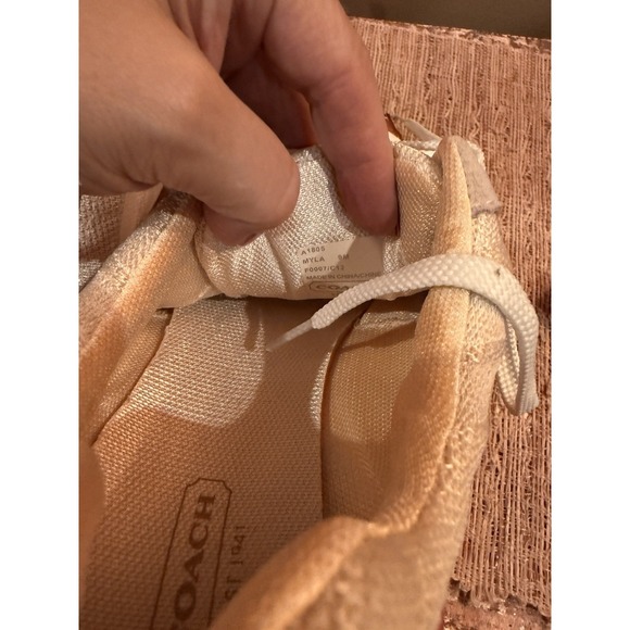 COACH MYLA 1941 SNEAKERS Womens 9M Suede Pink Leather & Beige White Mesh Sleek - Picture 16 of 16